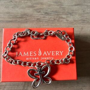 James Avery Silver Chain Bracelet with Butterfly Charm